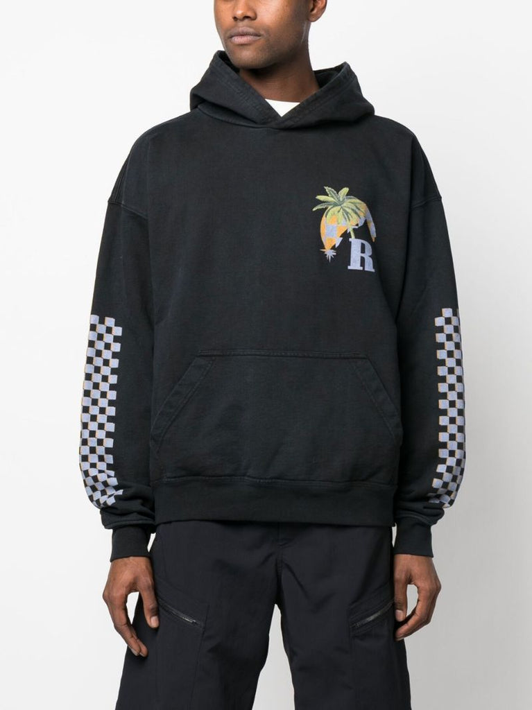 Black Moonlight Tropics Print Hoodie