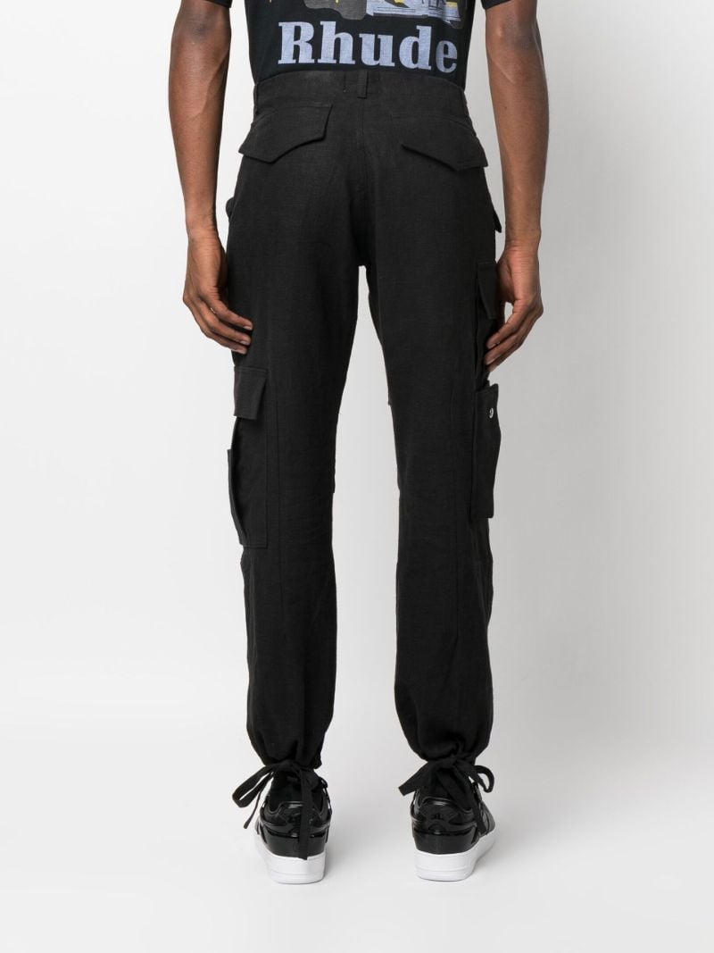 Black Linen Cargo Trousers