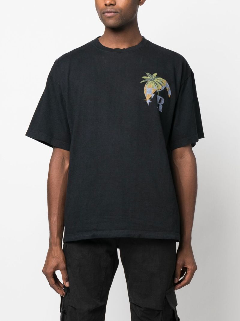 Black Moonlight Tropics Print T-shirt