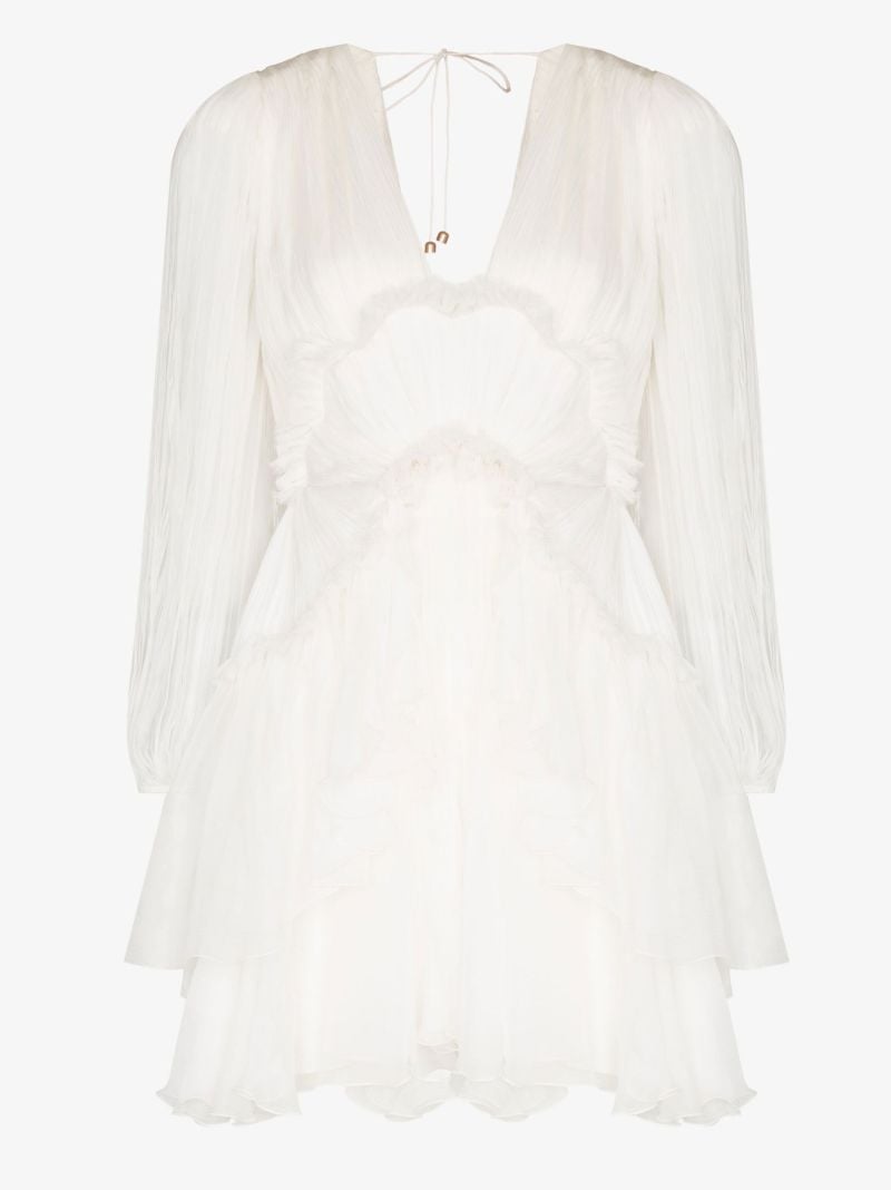 White Alara Ruffled Mini Dress