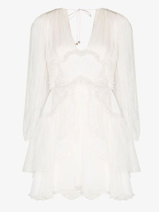 White Alara Ruffled Mini Dress