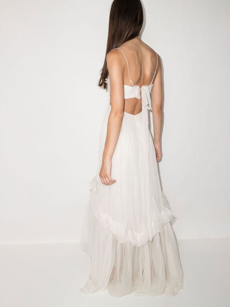White Azora Pleated Maxi Dress