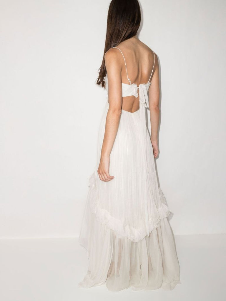 White Azora Pleated Maxi Dress