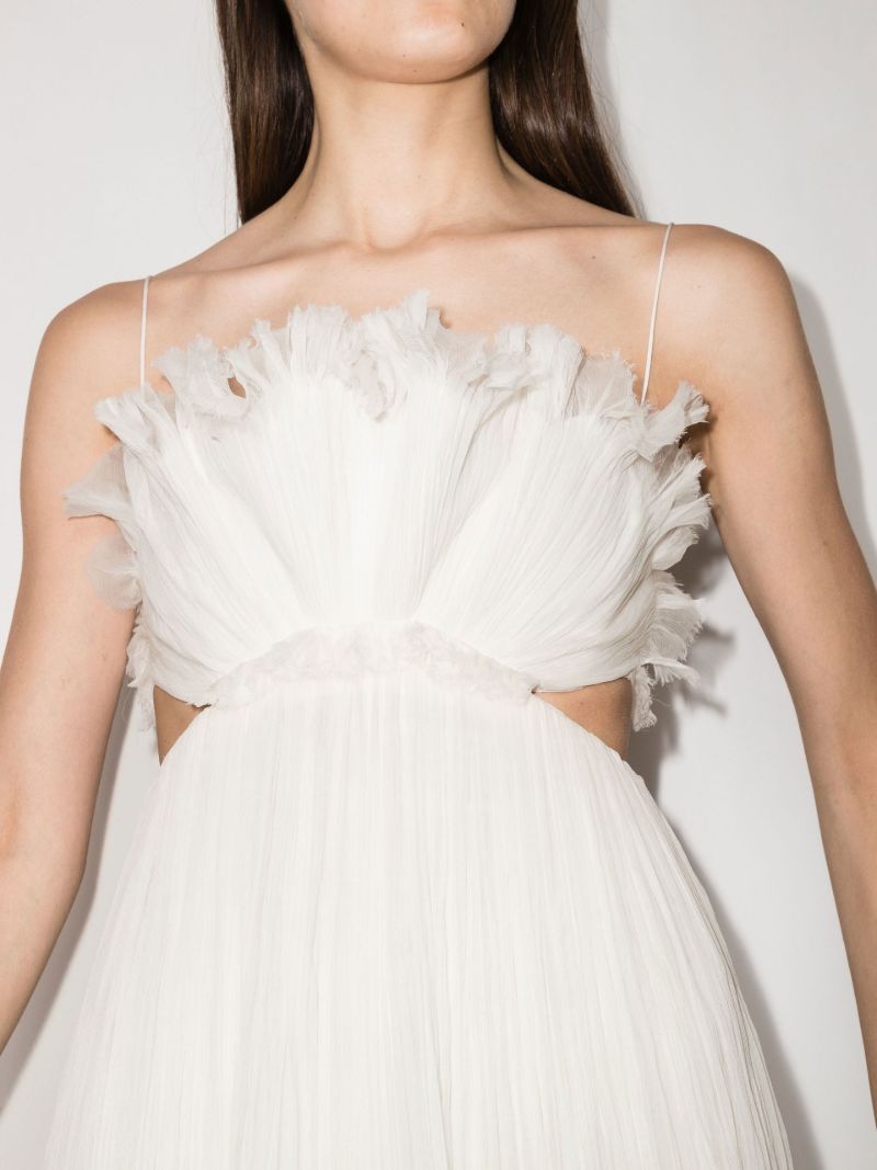 White Azora Pleated Maxi Dress