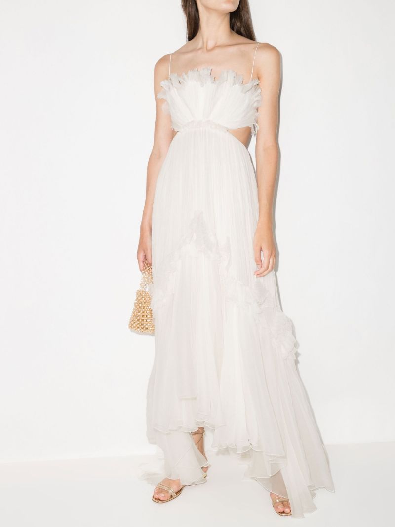 White Azora Pleated Maxi Dress