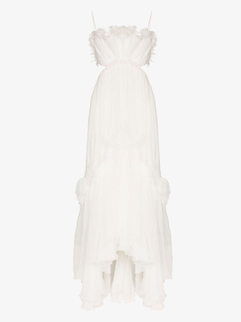 White Azora Pleated Maxi Dress