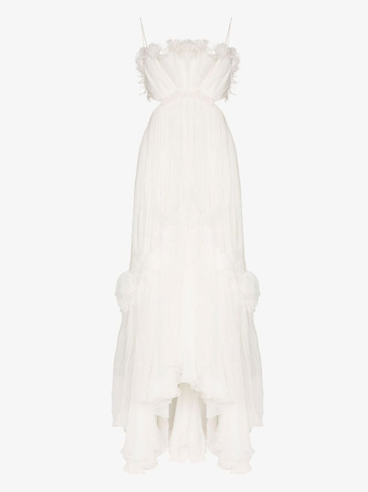 White Azora Pleated Maxi Dress