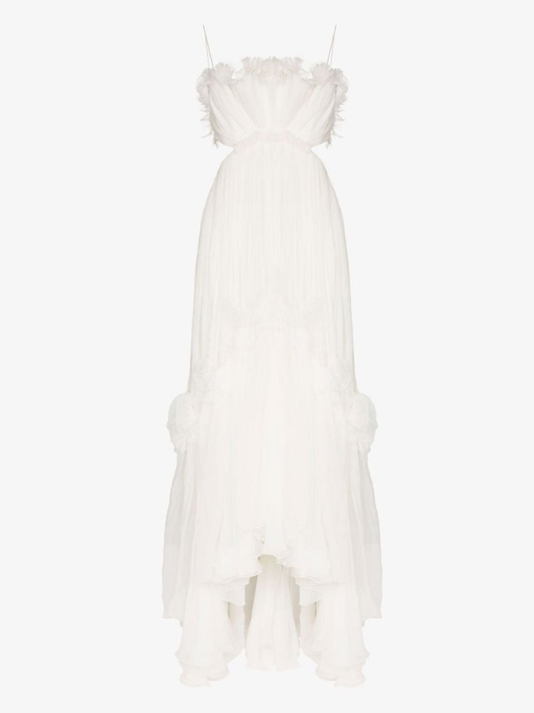 White Azora Pleated Maxi Dress