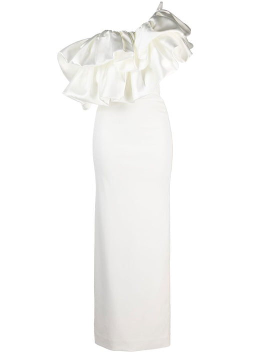 White Ellis Ruffle Maxi Dress