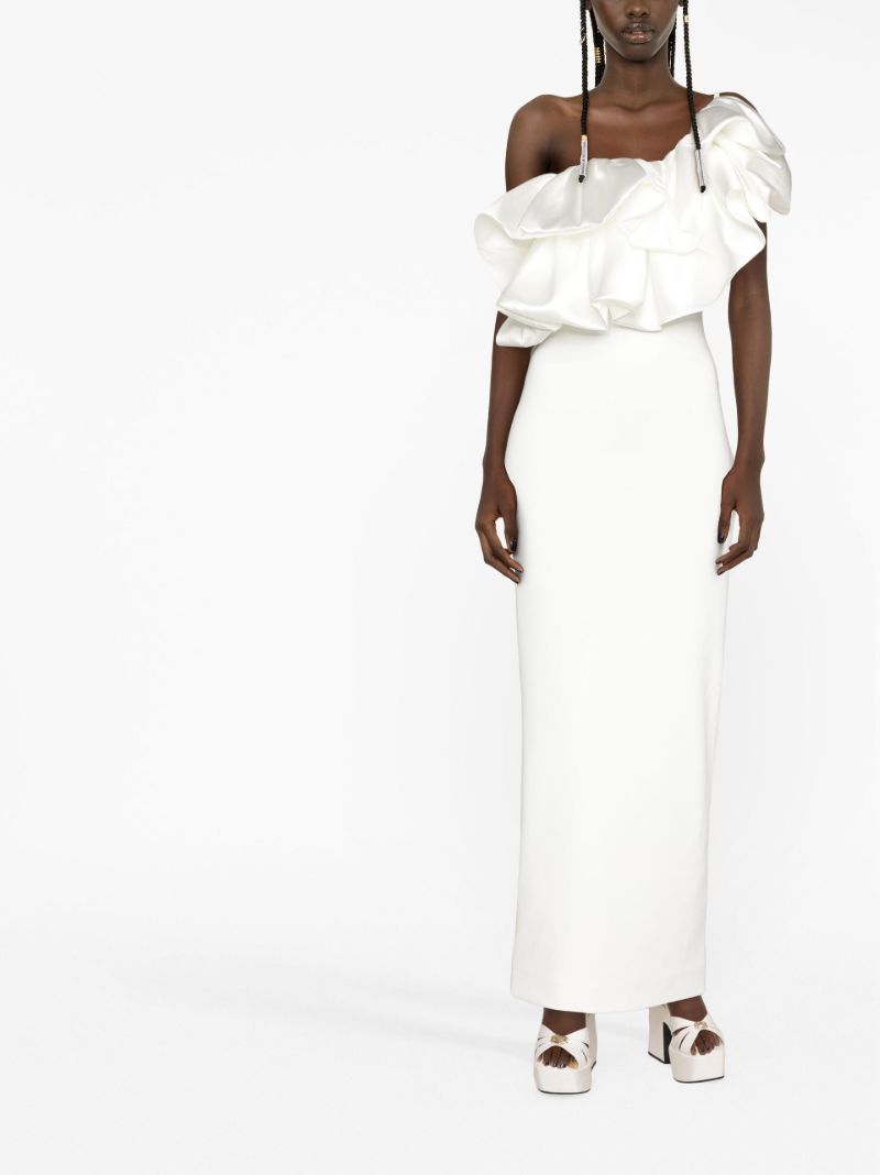 White Ellis Ruffle Maxi Dress