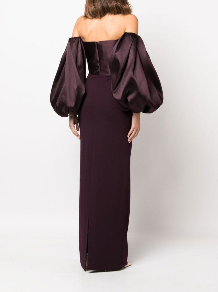 Purple Carmen Off-the-shoulder Puff Sleeve Maxi Dress