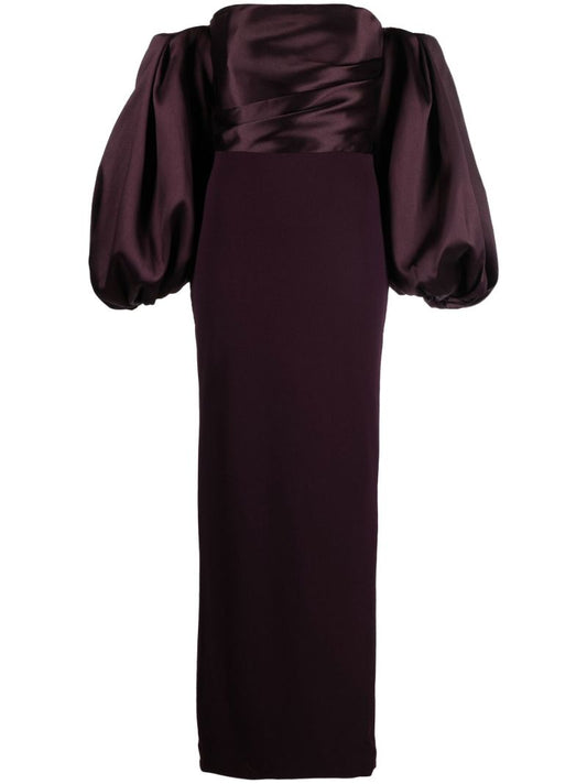 Purple Carmen Off-the-shoulder Puff Sleeve Maxi Dress