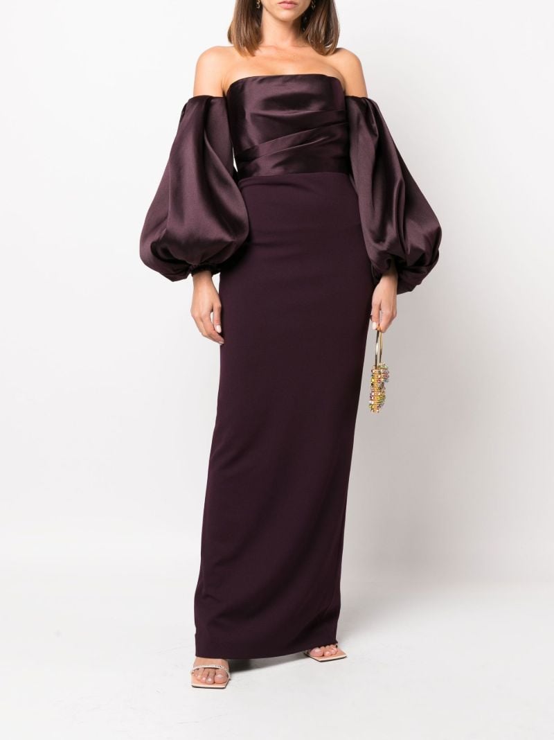 Purple Carmen Off-the-shoulder Puff Sleeve Maxi Dress
