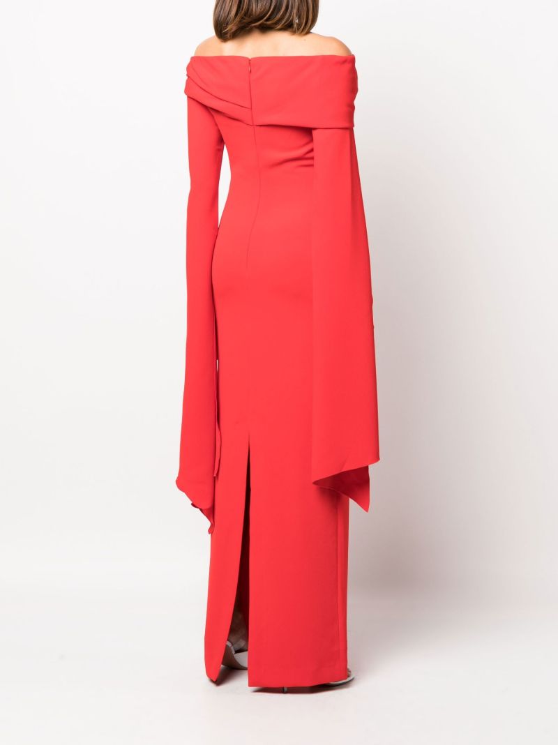 Red Arden Off-the-shoulder Trumpet Sleeve Maxi Dress