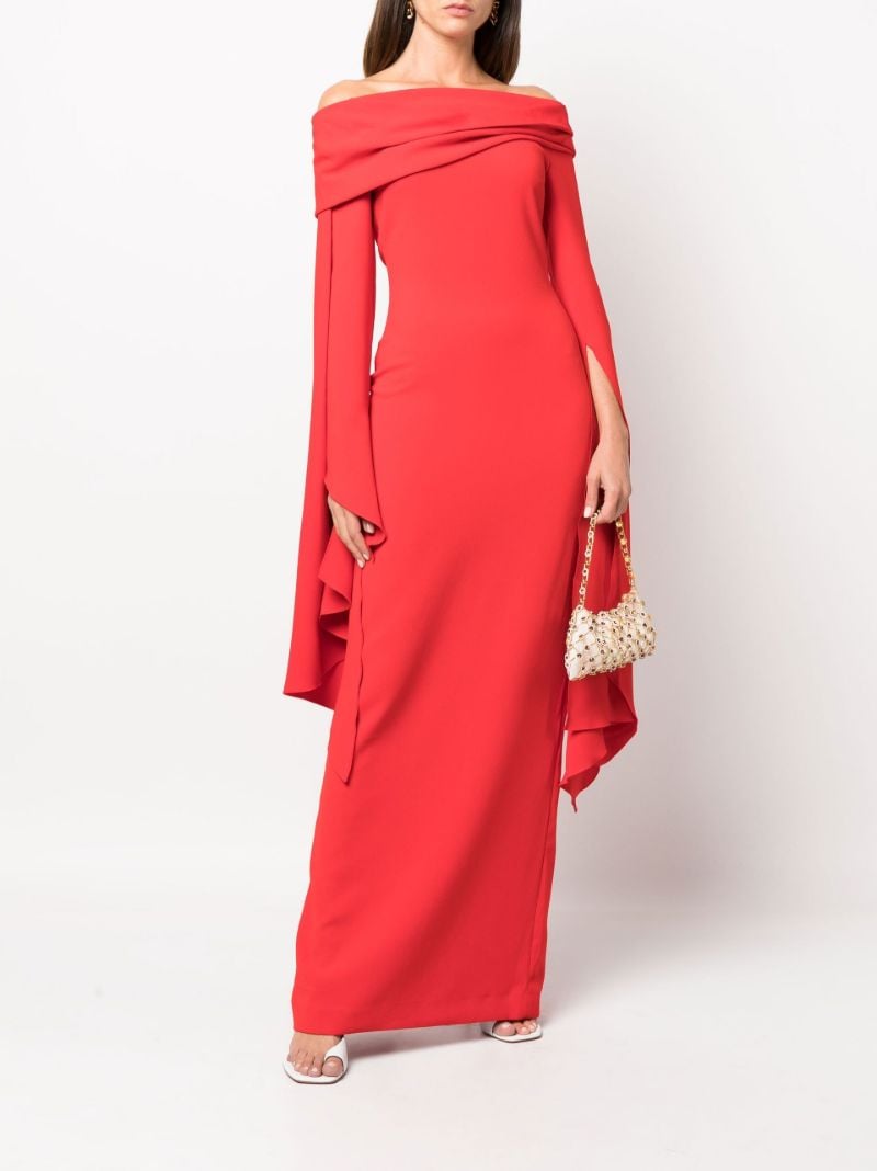 Red Arden Off-the-shoulder Trumpet Sleeve Maxi Dress