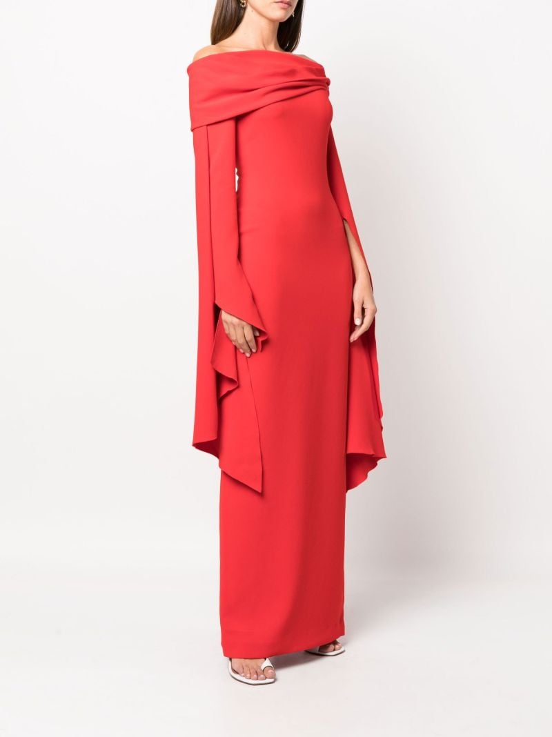 Red Arden Off-the-shoulder Trumpet Sleeve Maxi Dress