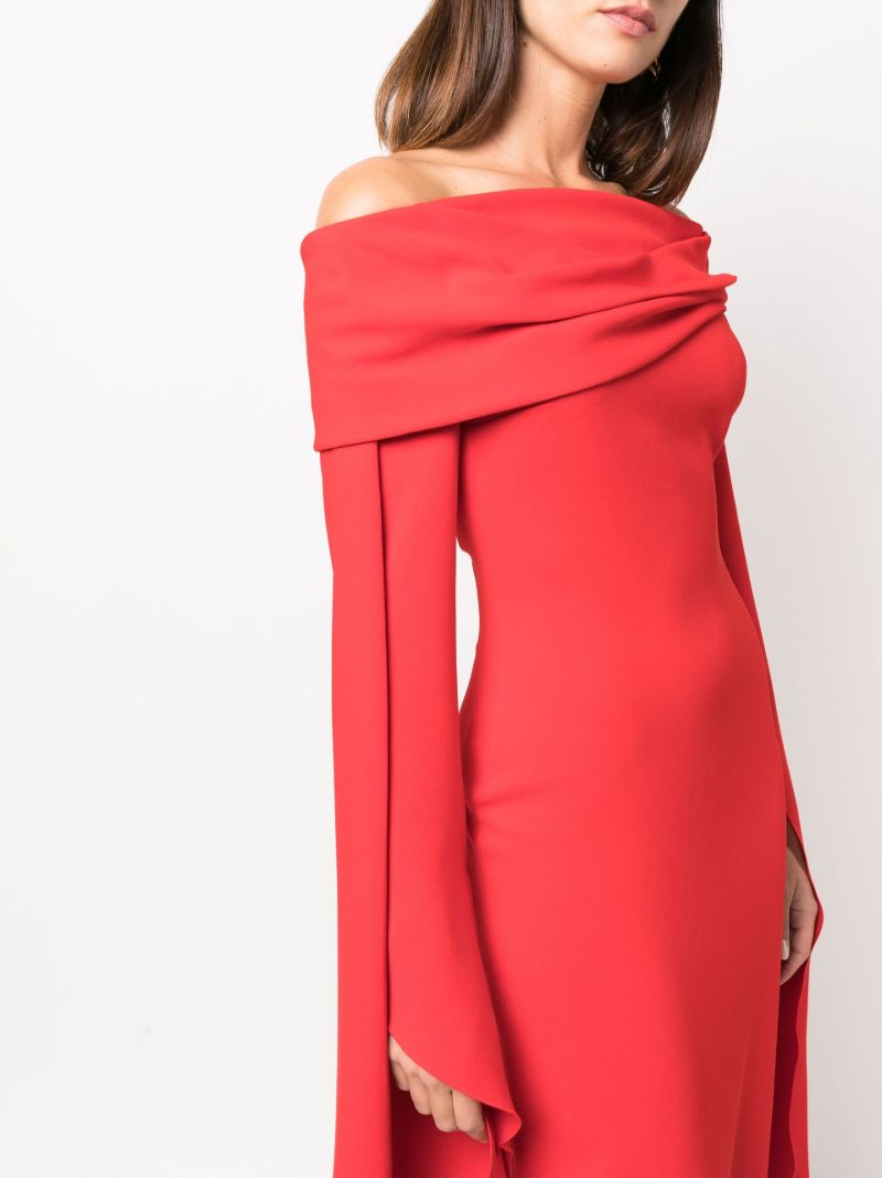 Red Arden Off-the-shoulder Trumpet Sleeve Maxi Dress