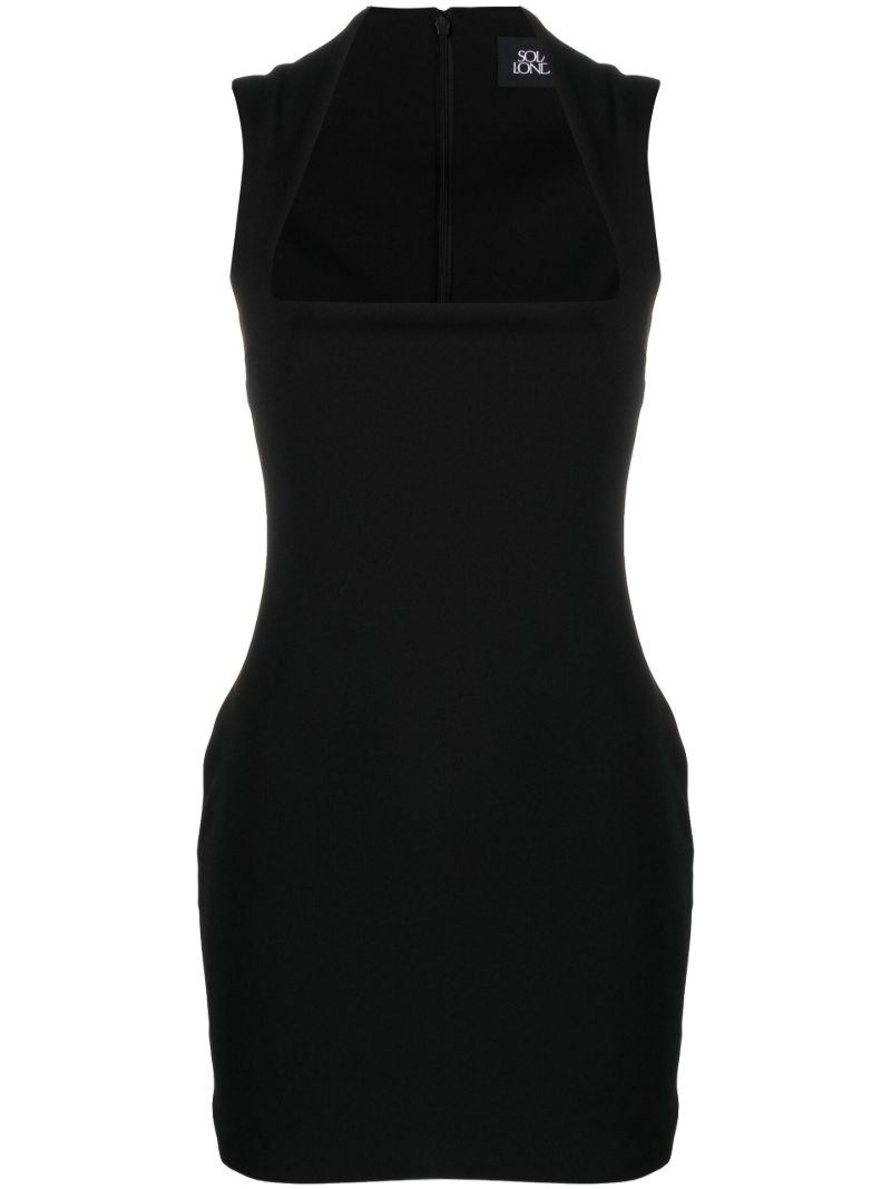 Black Cora Strap Square Neck Mini Dress