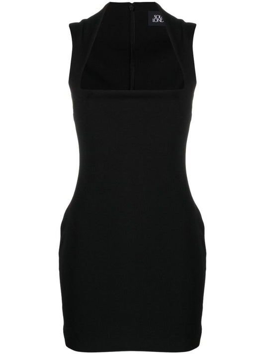 Black Cora Strap Square Neck Mini Dress