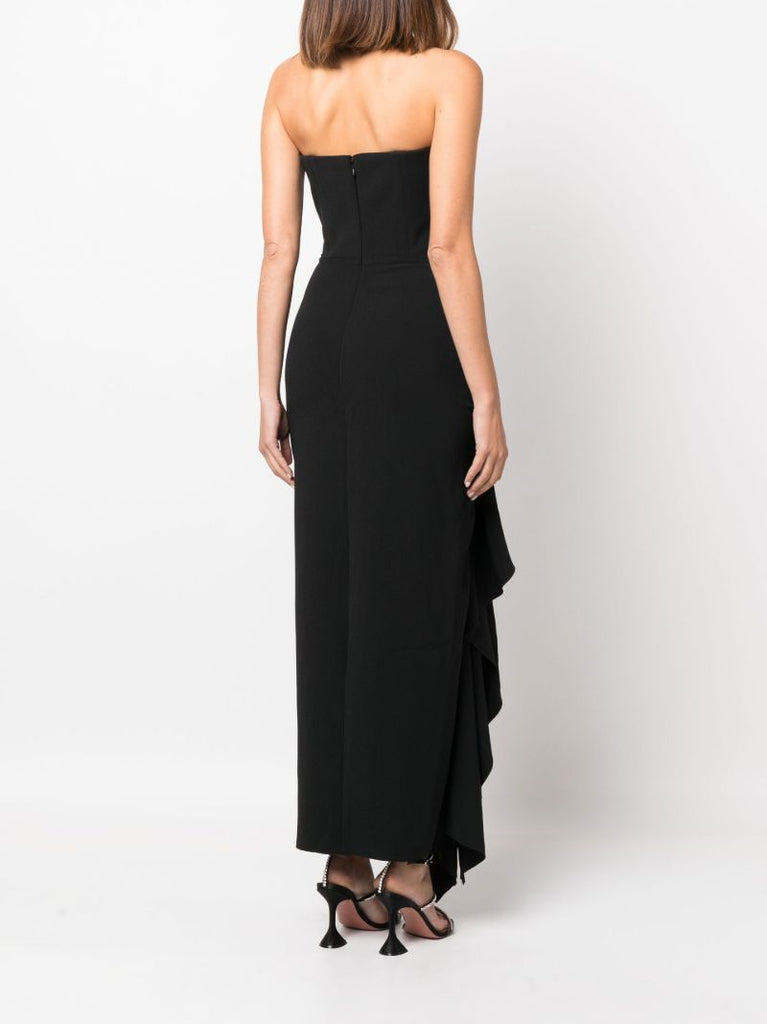 Black Thalia Drape Detail Strapless Dress