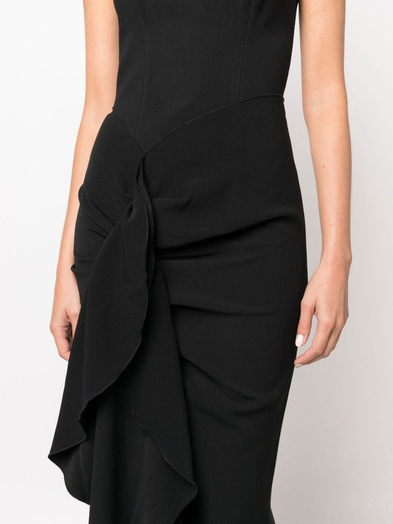 Black Thalia Drape Detail Strapless Dress