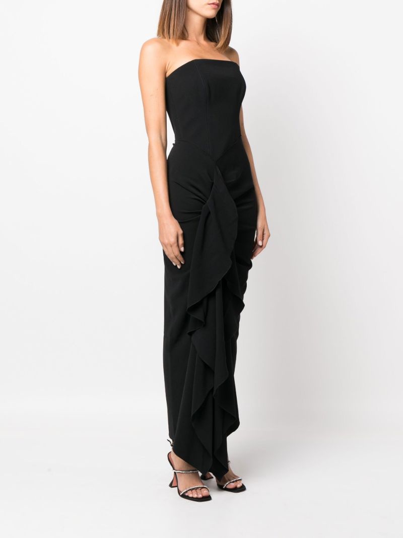 Black Thalia Drape Detail Strapless Dress