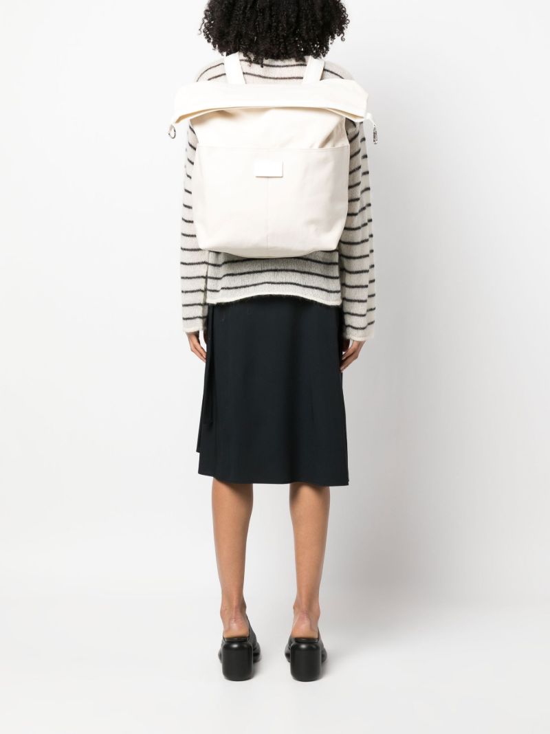 White Utility Logo Patch Backpack