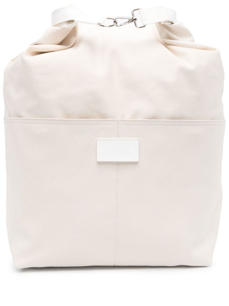 White Utility Logo Patch Backpack