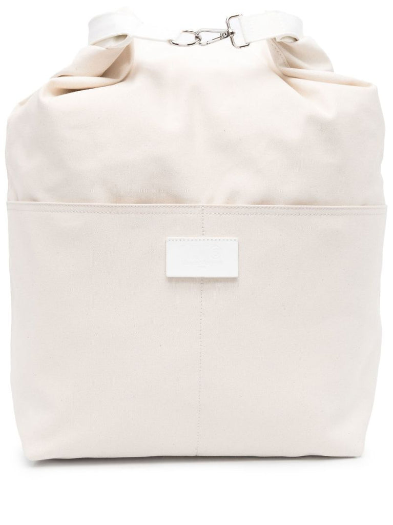 White Utility Logo Patch Backpack