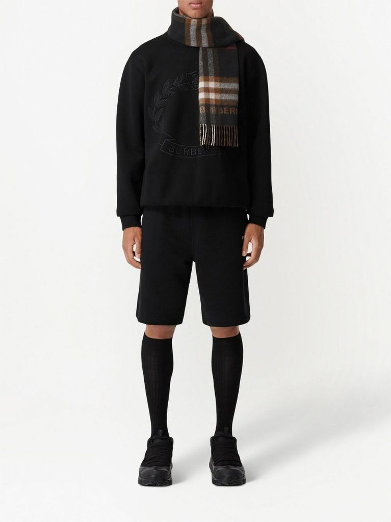 Brown Contrast Check Cashmere Scarf