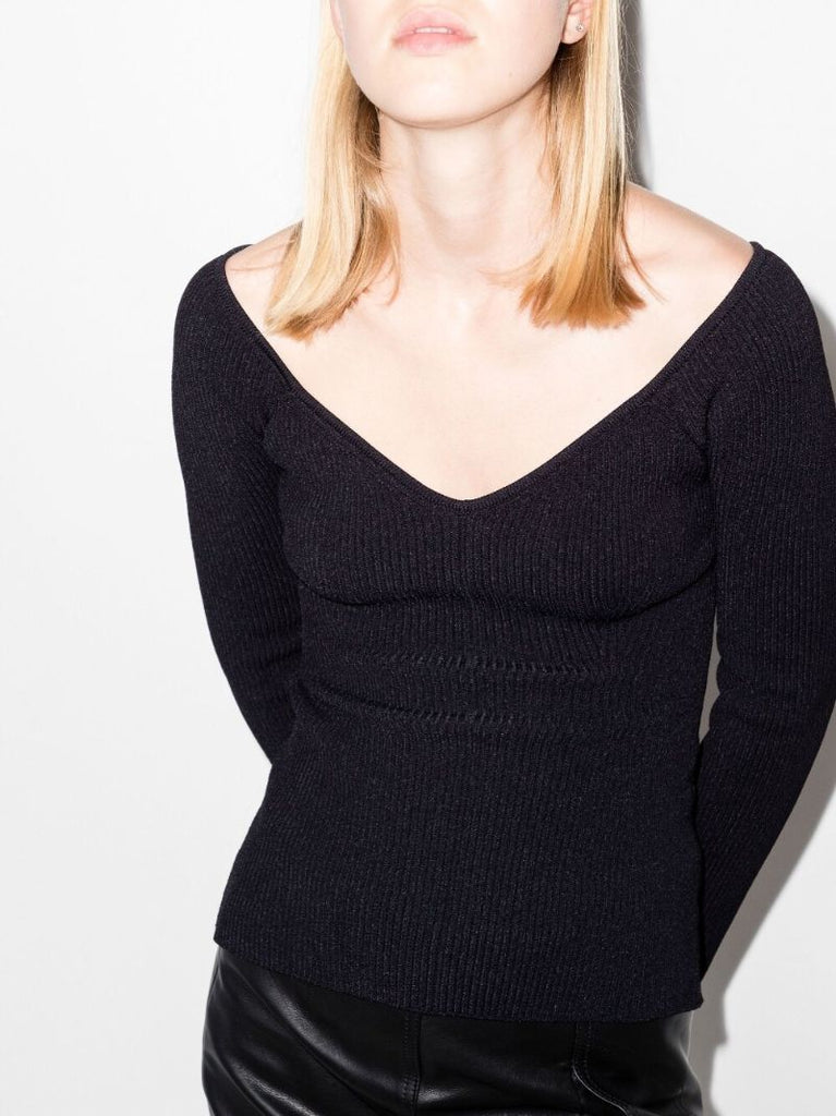 Black Luella Ribbed Knit Top
