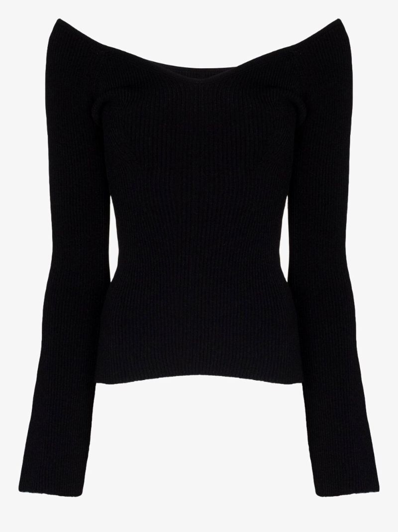 Black Luella Ribbed Knit Top