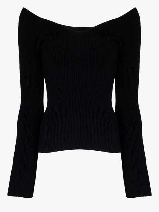 Black Luella Ribbed Knit Top