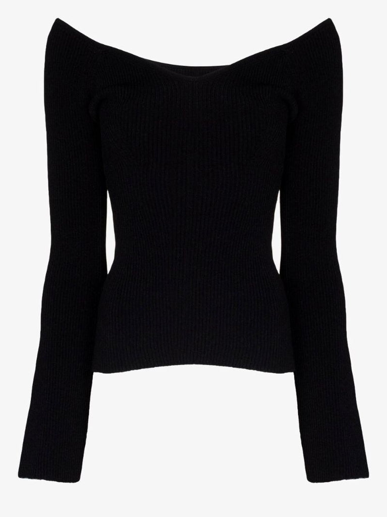 Black Luella Ribbed Knit Top