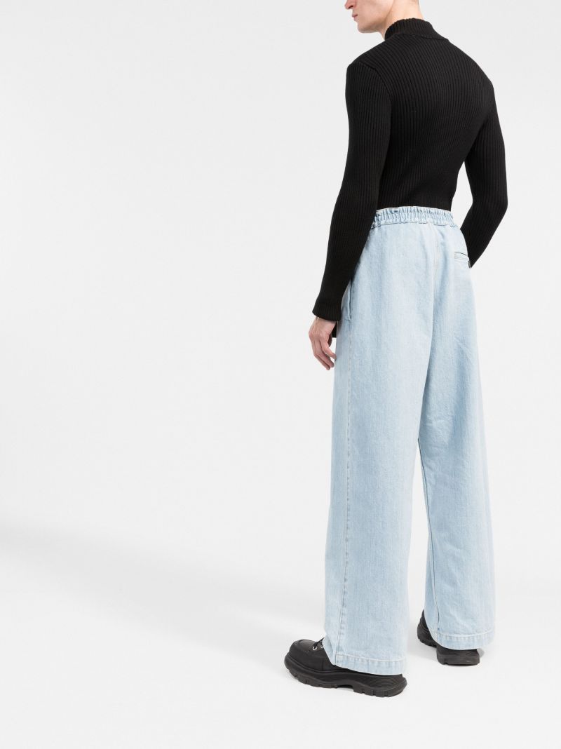 1 Moncler Jw Anderson Blue Belted Wide-leg Jeans