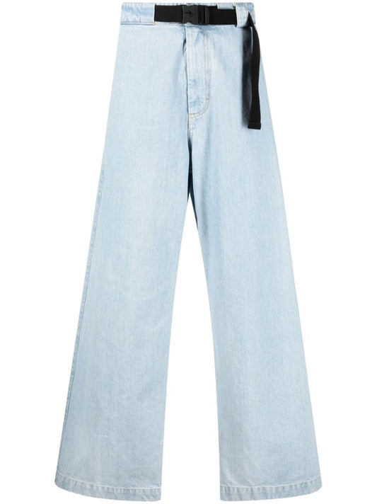 1 Moncler Jw Anderson Blue Belted Wide-leg Jeans