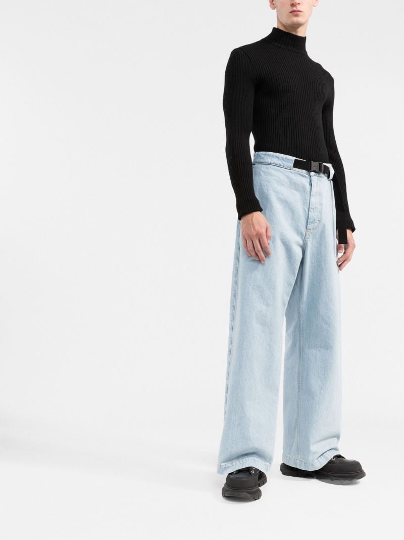 1 Moncler Jw Anderson Blue Belted Wide-leg Jeans