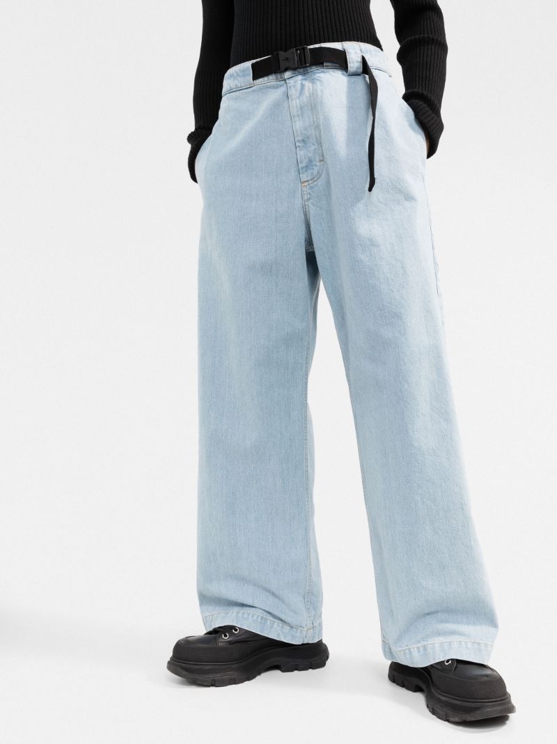 1 Moncler Jw Anderson Blue Belted Wide-leg Jeans