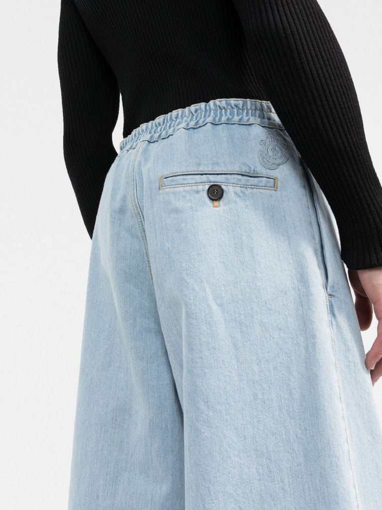 1 Moncler Jw Anderson Blue Belted Wide-leg Jeans