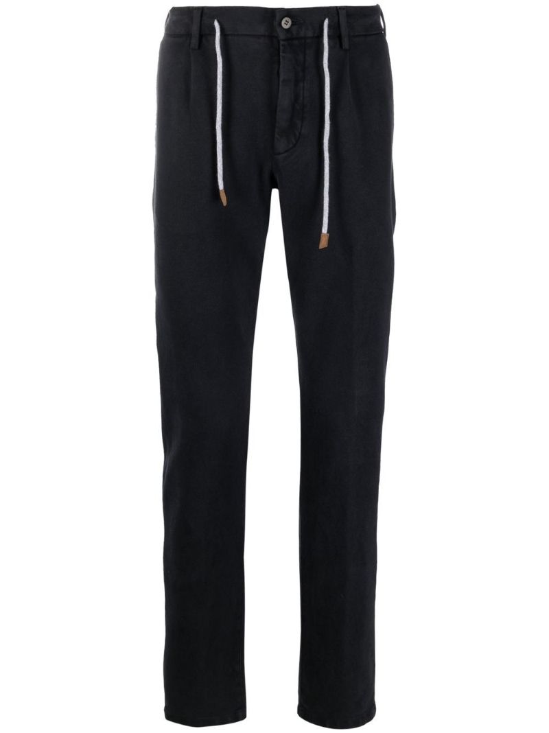 Blue Drawstring Straight-leg Trousers