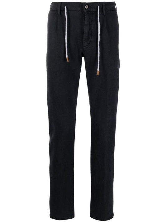 Blue Drawstring Straight-leg Trousers