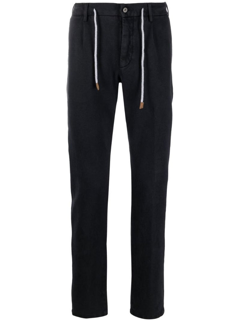 Blue Drawstring Straight-leg Trousers