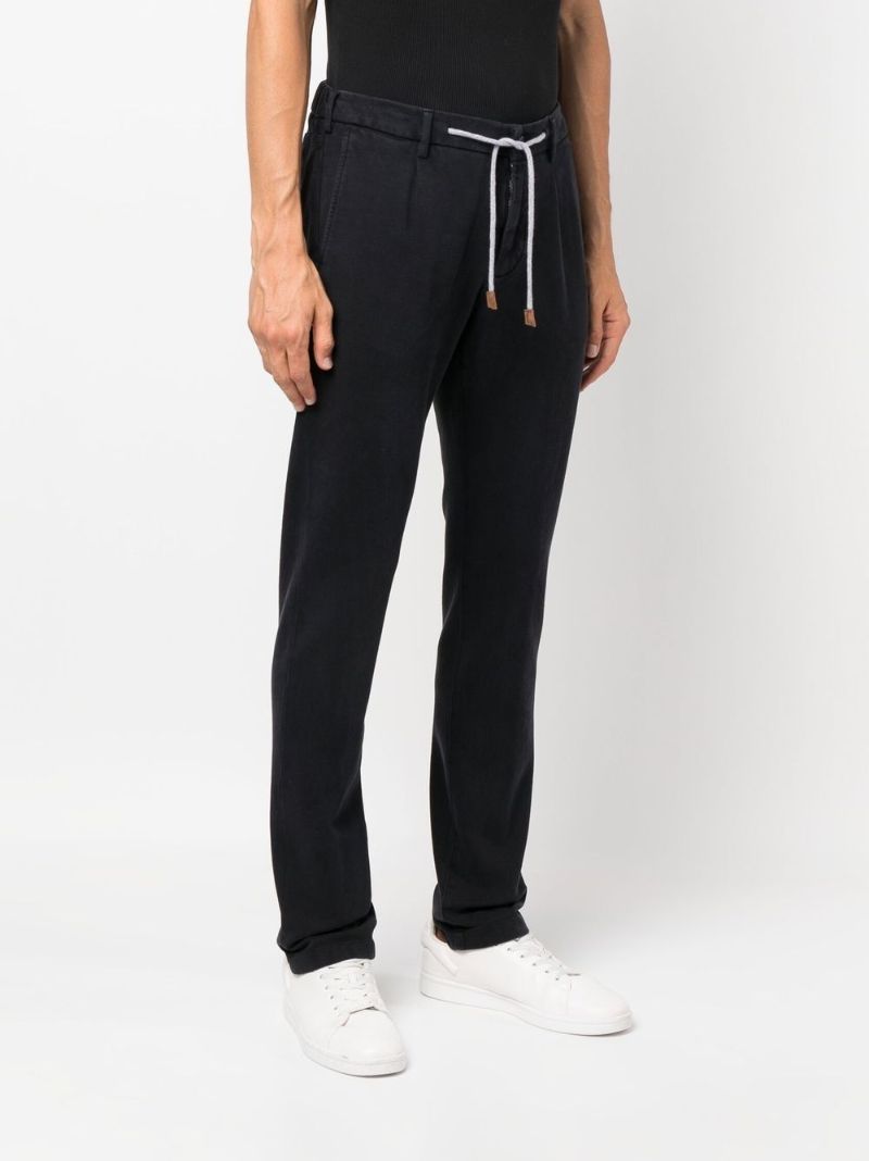 Blue Drawstring Straight-leg Trousers