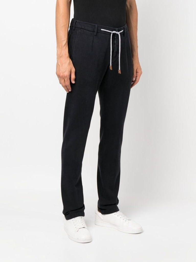 Blue Drawstring Straight-leg Trousers