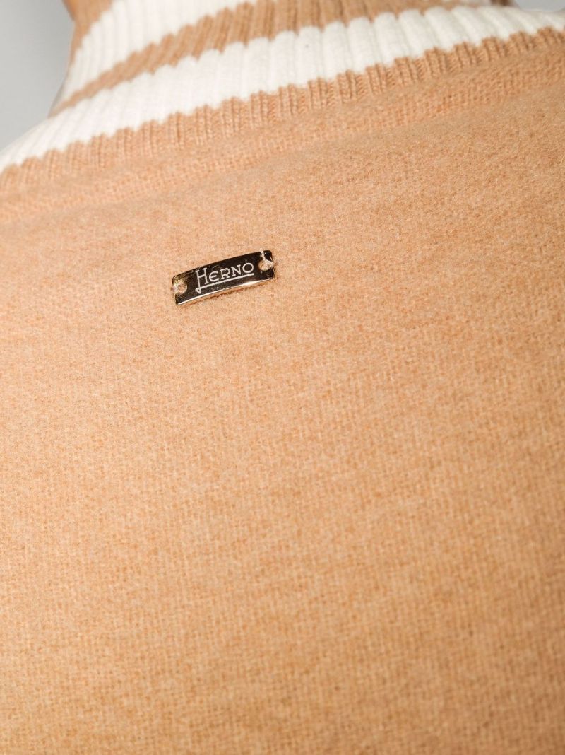 Neutral Leisure Striped Trim Poncho