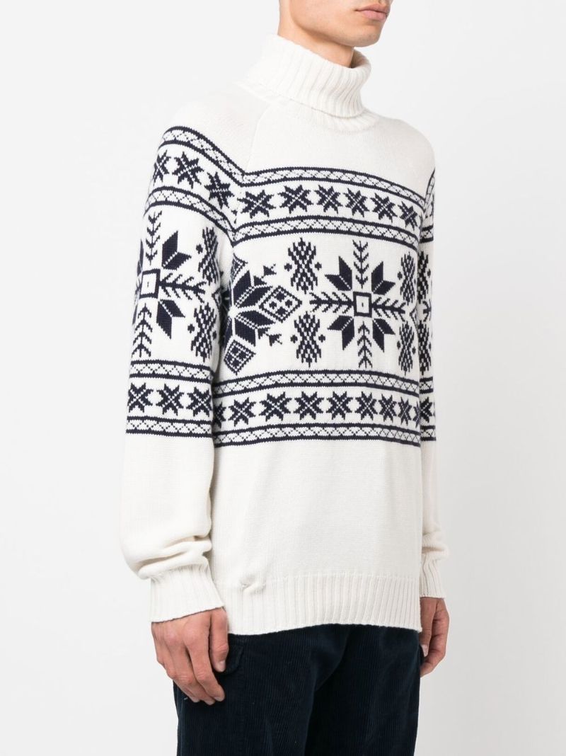 White Jacquard Cashmere Sweater