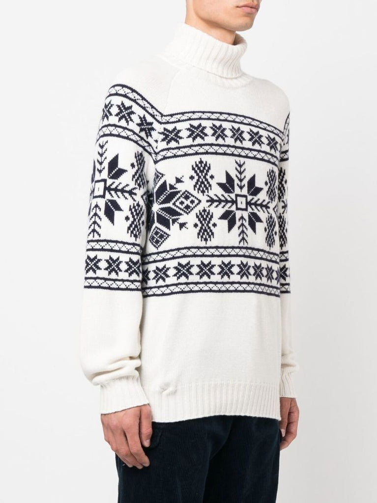 White Jacquard Cashmere Sweater