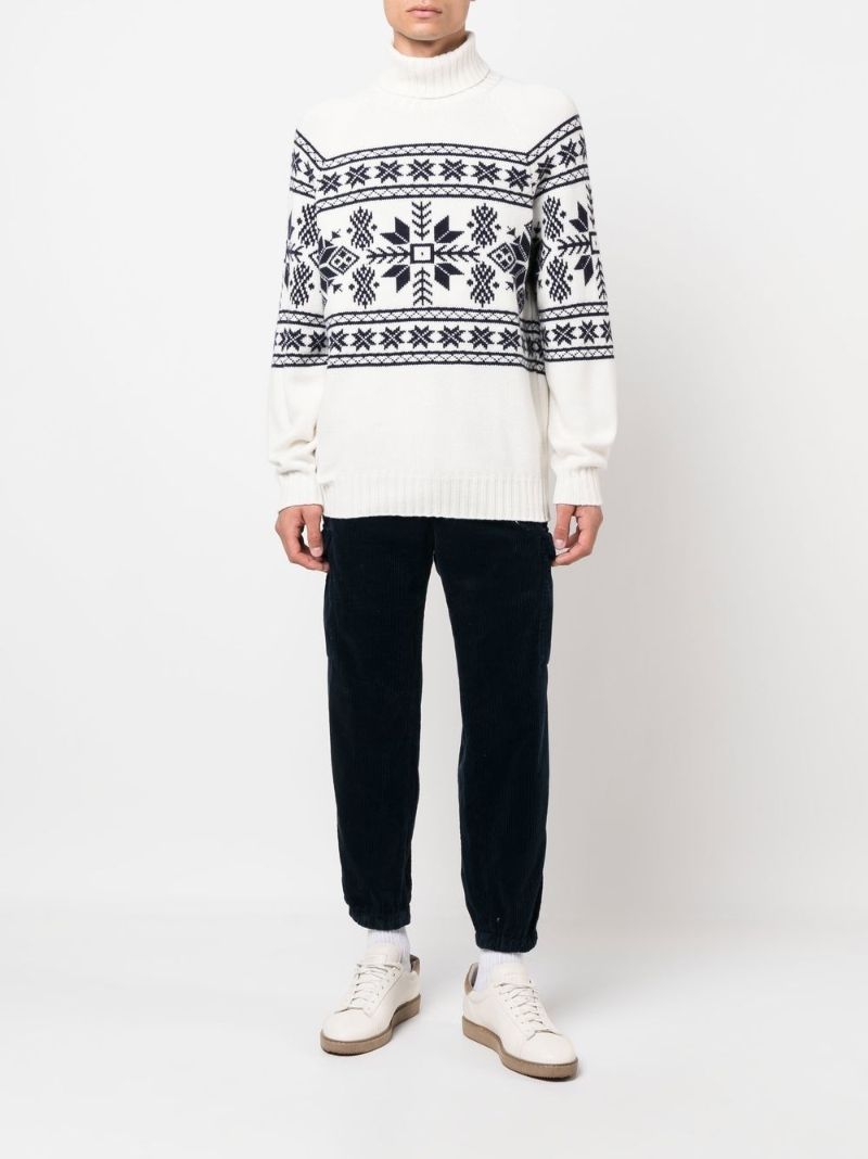 White Jacquard Cashmere Sweater