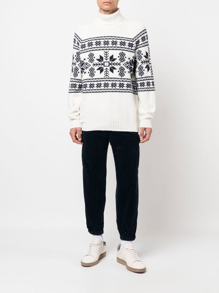 White Jacquard Cashmere Sweater