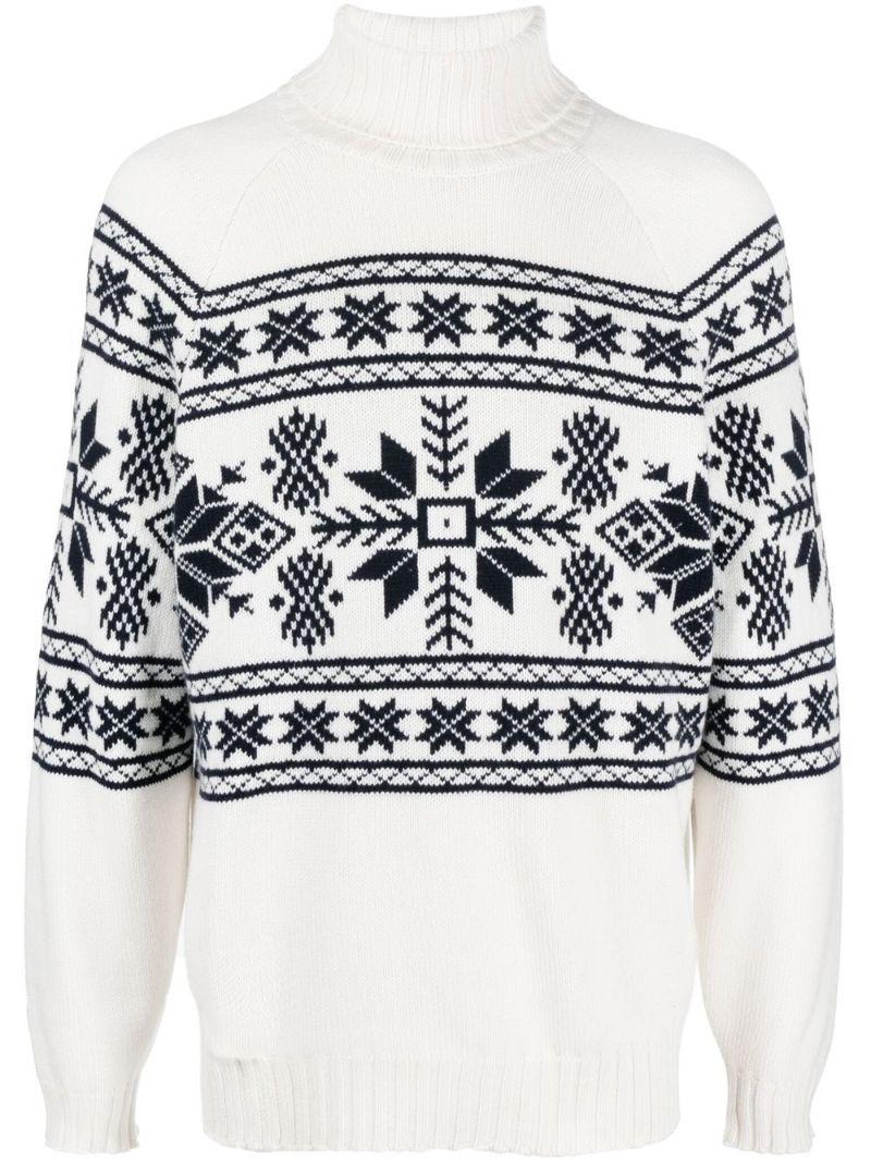White Jacquard Cashmere Sweater
